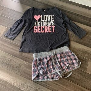 Victoria’s Secret Gray Pink Plaid Sleep Pajama Set
